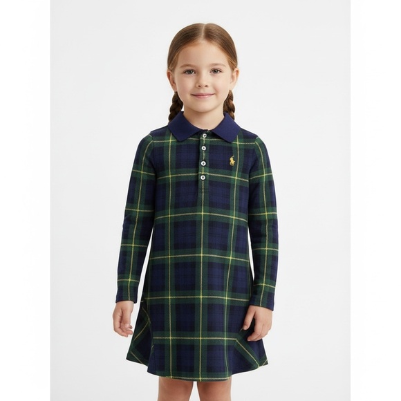 Polo Ralph Lauren Other - POLO RALPH LAUREN
Kids' Plaid Stretch Mesh Polo Dress In St Andrew Gordon
